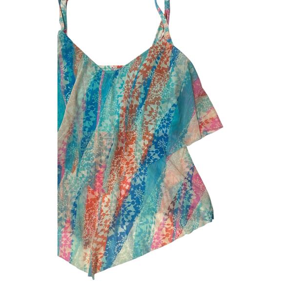 2/$15 Beach House Portia Tiered Mesh Tankini Swim Top Padded Shelf Bra Size 6 - Picture 5 of 10